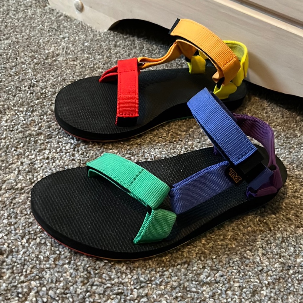 Rainbow Teva Universal Sandals Size 7
